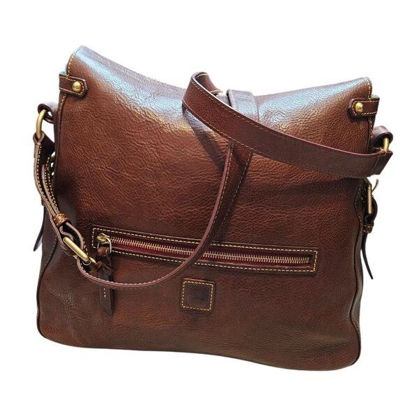 Dooney & Bourke Zip Sac Chestnut Leather Crossbody Shoulder Bag With Tassel Acce - Picture 2 of 16